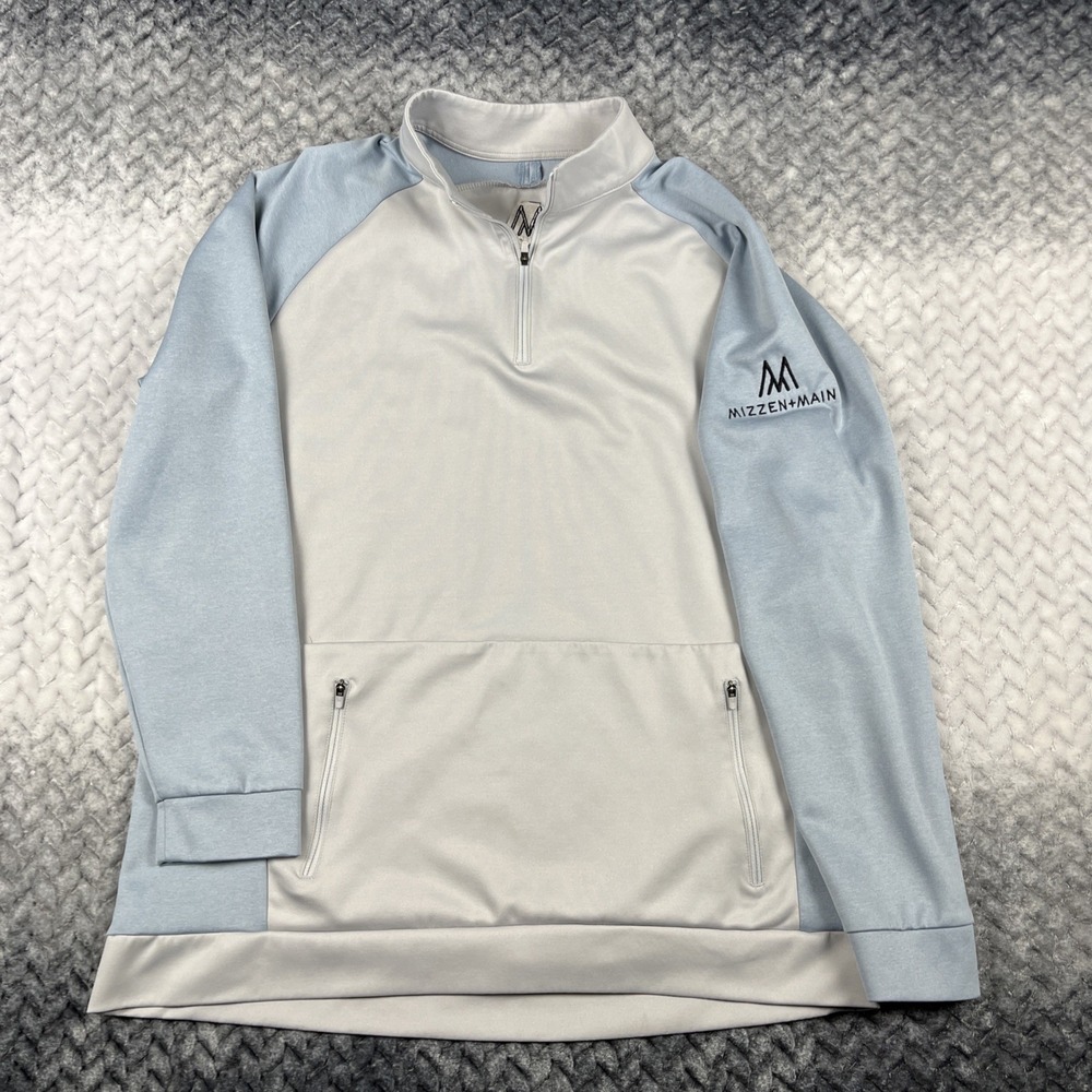 Mizzen + Main 1/4 Zip Pullover Mens XL Long Sleeve Blue ProFlex Golf Smooth